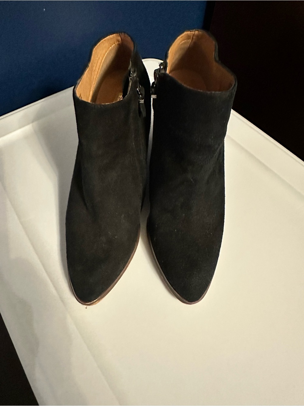 Halogen Black Suede Pointed Toe Ankle Booties